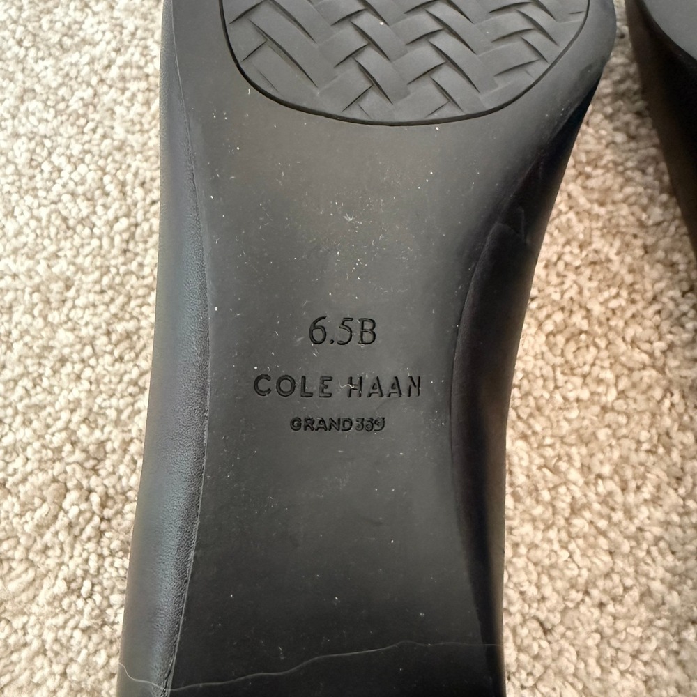 Cole Haan Go-To Shayla Pump Black Leather Block Heel Womens 6.5B Almond Toe - Picture 7 of 7